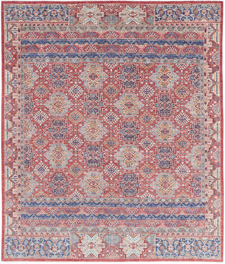 Red Afghan Ziegler Rug 7' 11" x 9' 7" Hand-Knotted | No. AT36760
