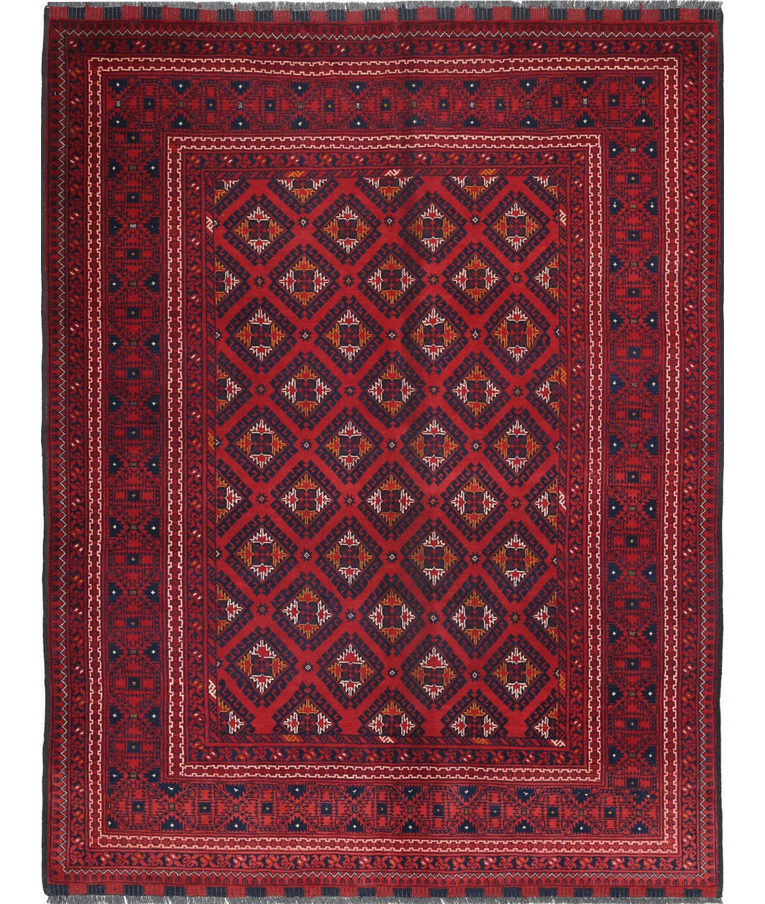 Red Afghan Khamyab Rug 4' 11" x 6' 5" Hand-Knotted | No. AT36780