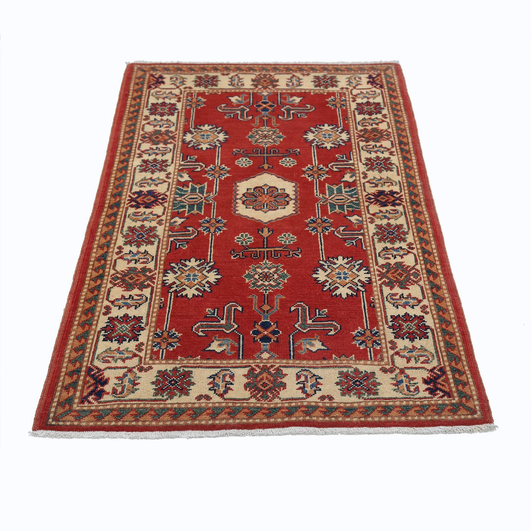 Red Afghan Oriental Rug 3' 0" x 5' 1" Hand-Knotted view