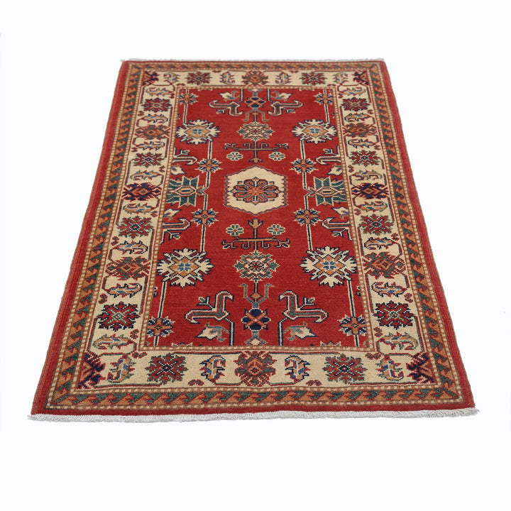 Red Afghan Oriental Rug 3' 0" x 5' 1" Hand-Knotted view