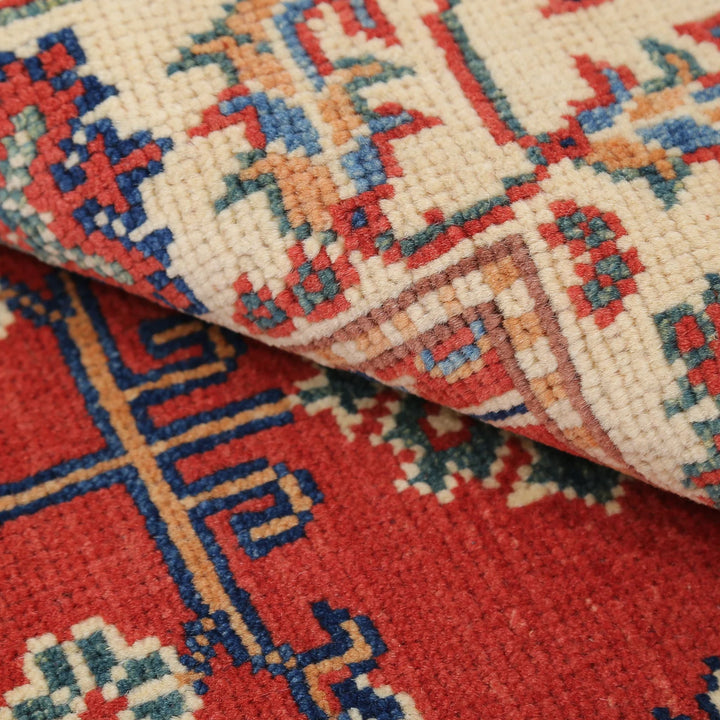 Red Afghan Oriental Rug 3' 0" x 5' 1" Hand-Knotted field