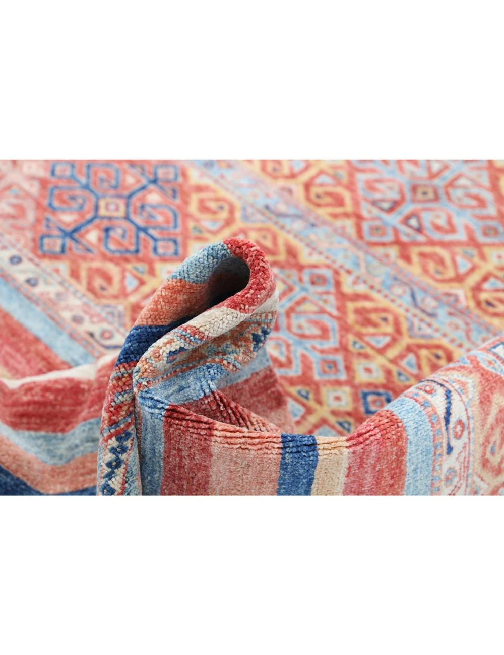 Red Afghan Khurjeen Rug 5' 7" x 8' 1" Hand-Knotted | No. AT37212