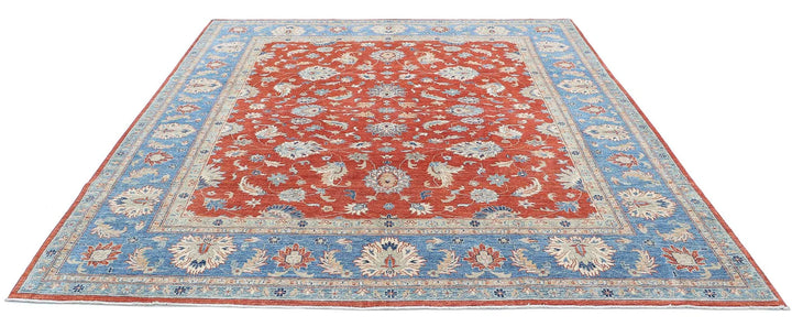 Red Afghan Ziegler Rug 8' 4" x 9' 9" Hand-Knotted | No. AT373481