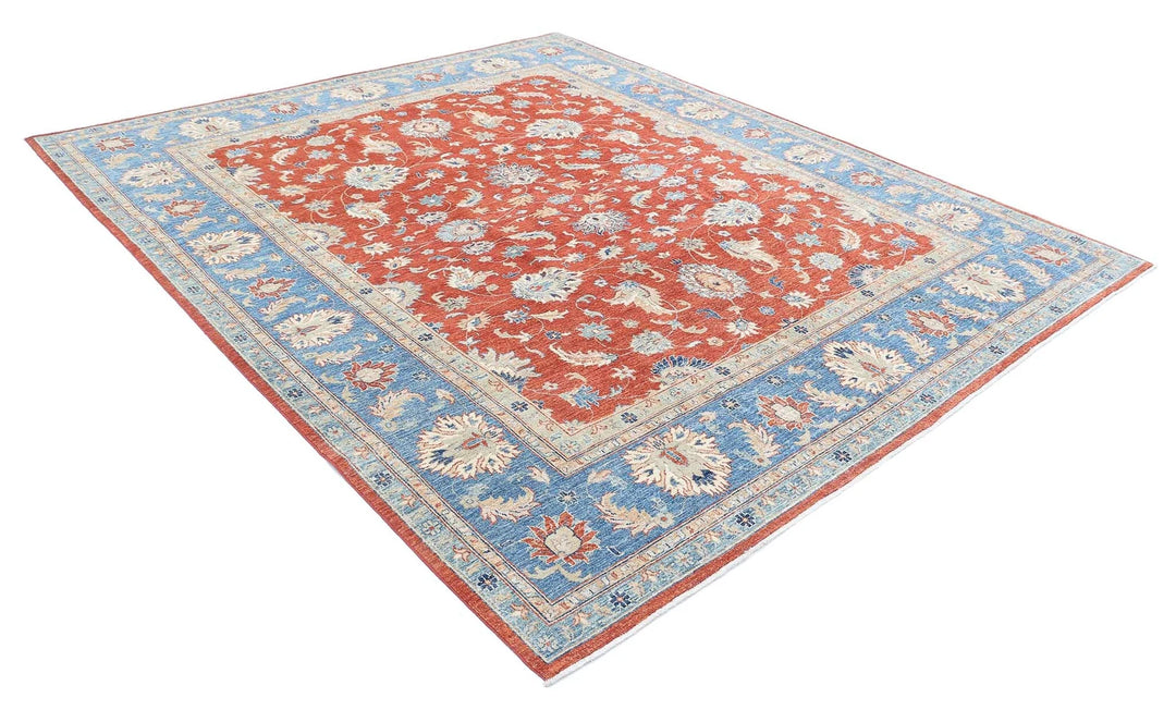 Red Afghan Ziegler Rug 8' 4" x 9' 9" Hand-Knotted | No. AT373481
