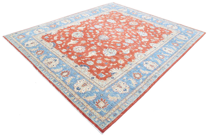 Red Afghan Ziegler Rug 8' 4" x 9' 9" Hand-Knotted | No. AT373481