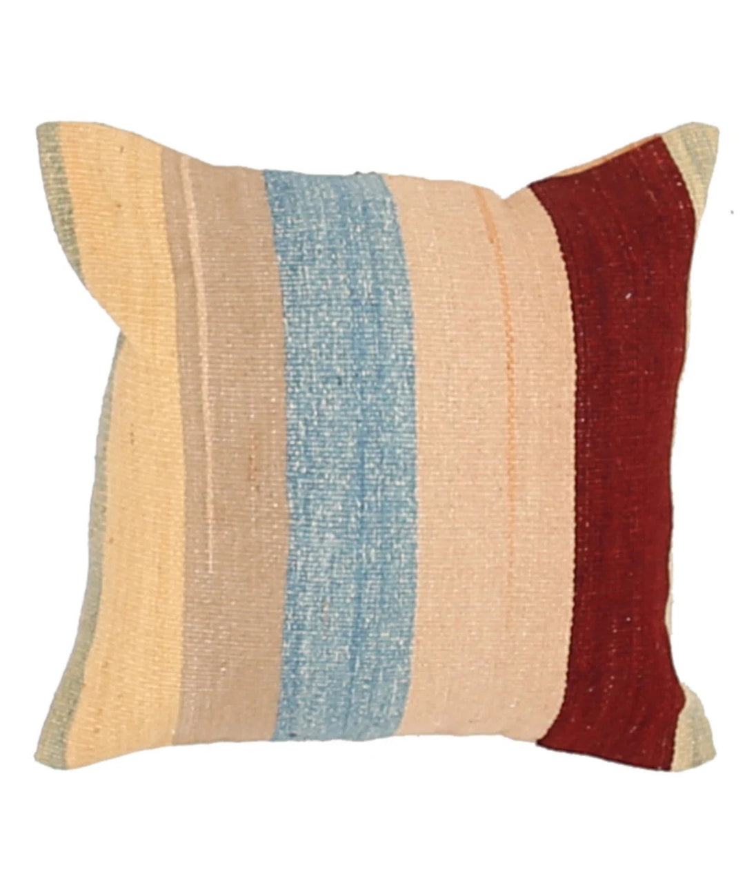 Pakistani Modern Stripe Pillow 1' 4" x 1' 4" Hand-Knotted | No. AT37527