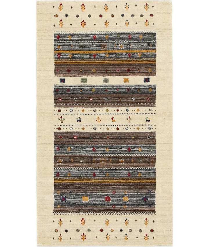 Ivory Indian Lori Rug 2' 10" x 5' 2" Hand-Knotted | No. AT37532