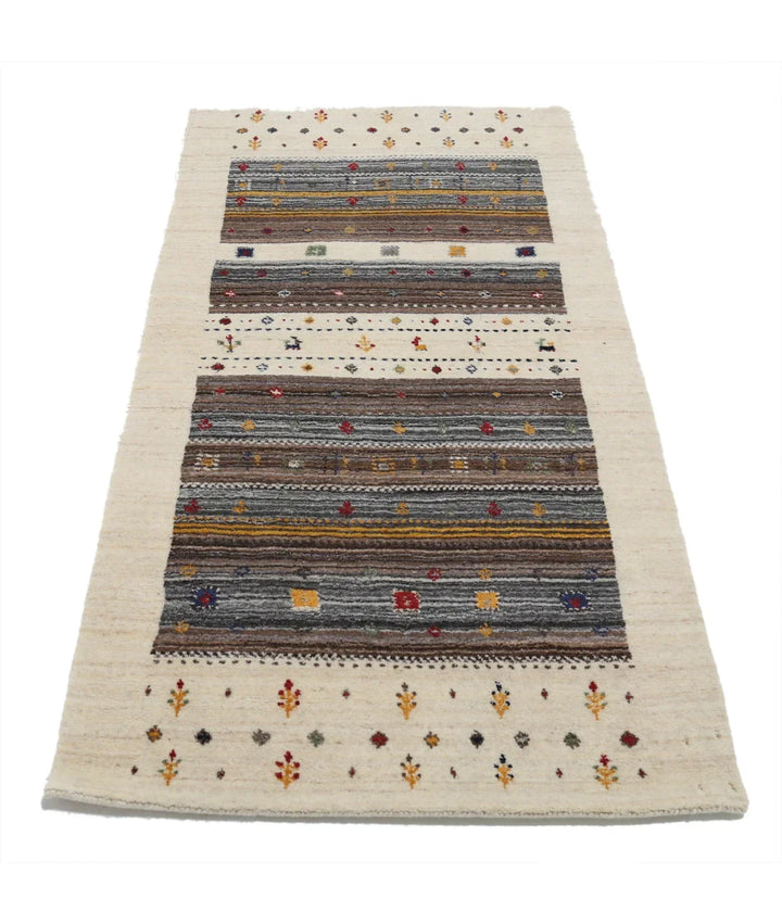 Ivory Indian Lori Rug 2' 10" x 5' 2" Hand-Knotted | No. AT37532