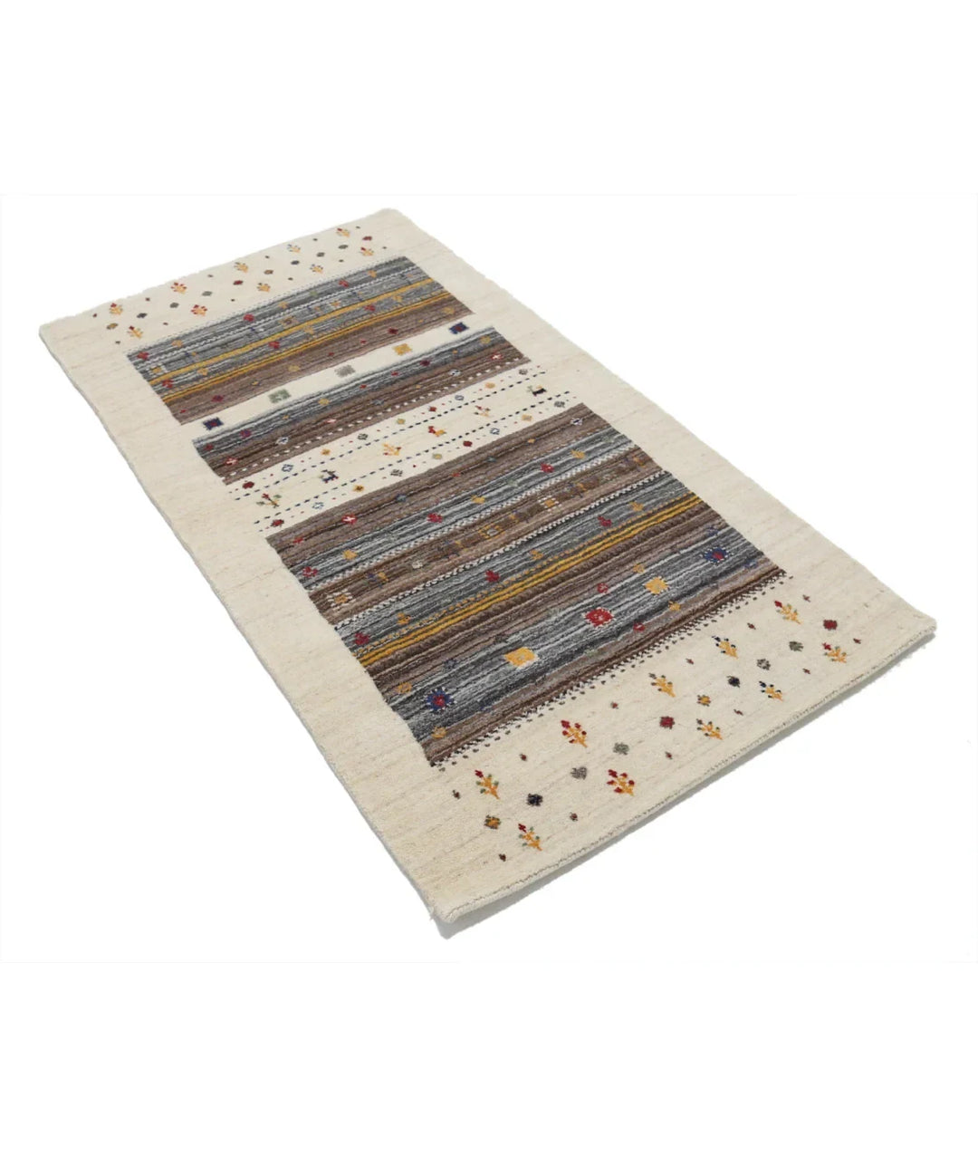 Ivory Indian Lori Rug 2' 10" x 5' 2" Hand-Knotted | No. AT37532