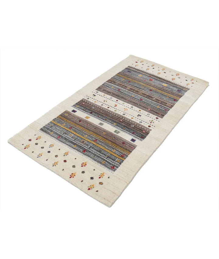 Ivory Indian Lori Rug 2' 10" x 5' 2" Hand-Knotted | No. AT37532