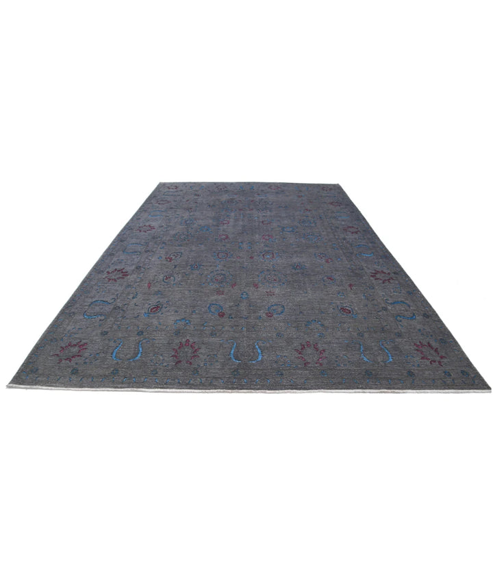Grey Afghan Oriental Rug 8' 9" x 12' 7" Hand-Knotted | No. AT37533