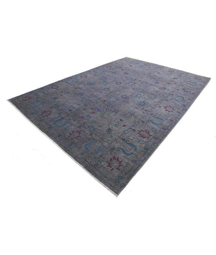 Grey Afghan Oriental Rug 8' 9" x 12' 7" Hand-Knotted | No. AT37533