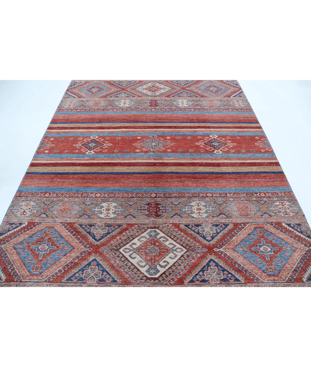 Afghan Khurjeen Rug 6' 8" x 9' 7" Hand-Knotted | No. AT37581