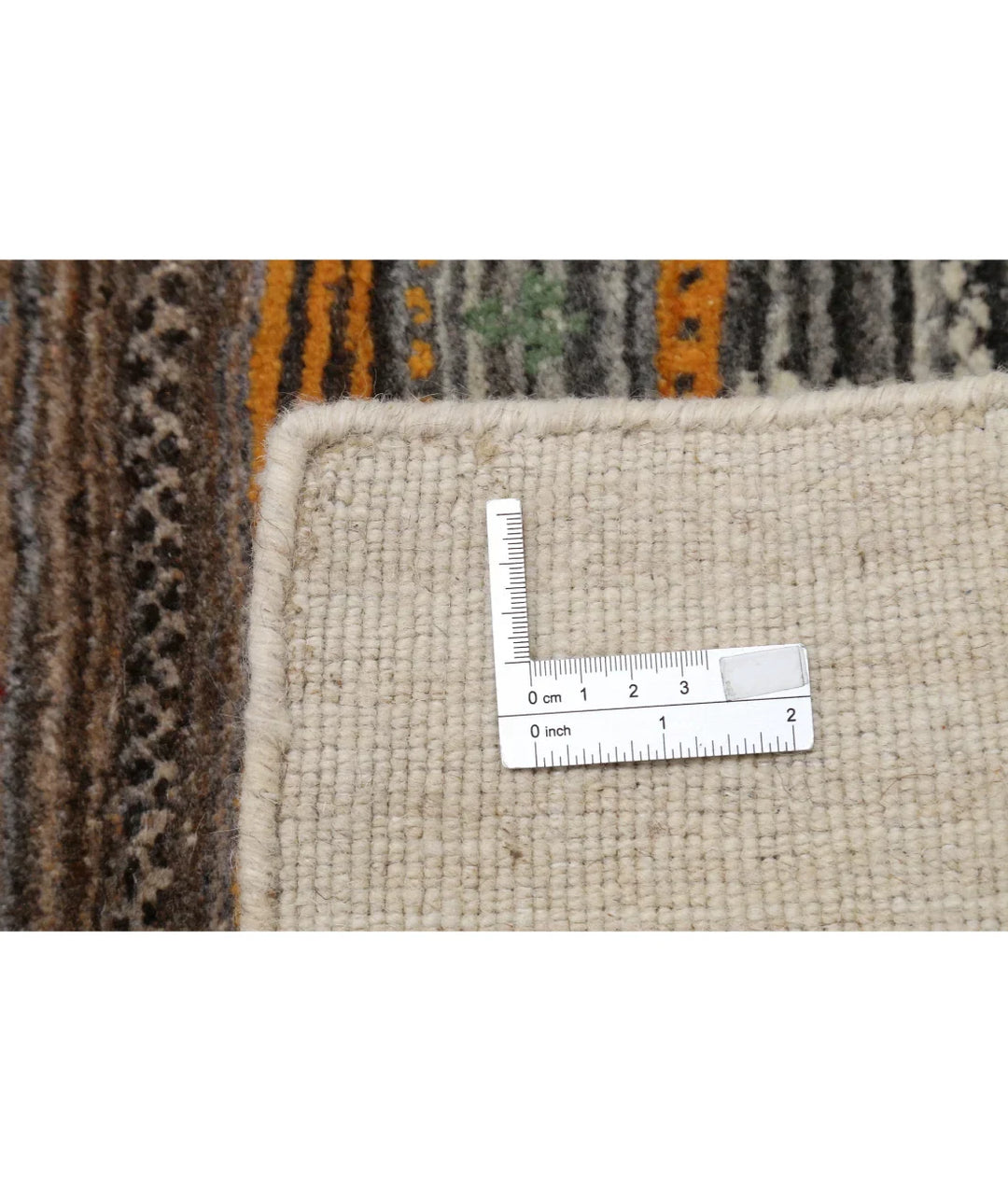 Ivory Indian Lori Rug 4' 0" x 5' 11" Hand-Knotted | No. AT37695