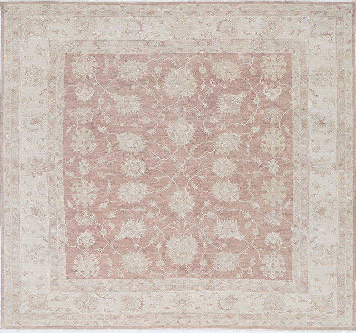 Ivory Afghan Serenity Rug 9' 0" x 9' 8" Hand-Knotted | No. AT37709