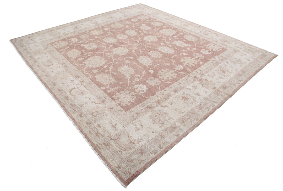 Ivory Afghan Serenity Rug 9' 0" x 9' 8" Hand-Knotted | No. AT37709