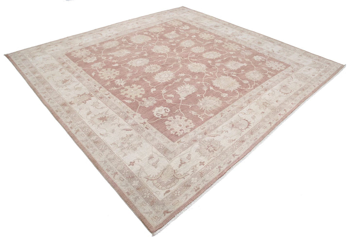 Ivory Afghan Serenity Rug 9' 0" x 9' 8" Hand-Knotted | No. AT37709