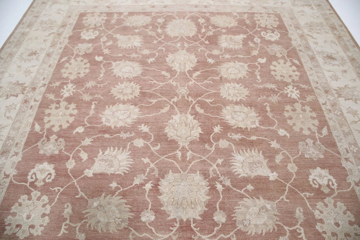 Ivory Afghan Serenity Rug 9' 0" x 9' 8" Hand-Knotted | No. AT37709