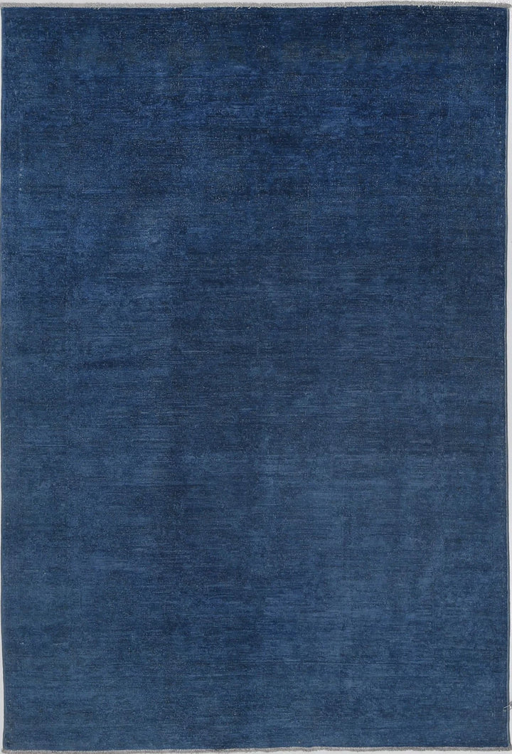Blue Afghan Overdye Rug 4' 9" x 7' 2" Hand-Knotted | No. AT37724