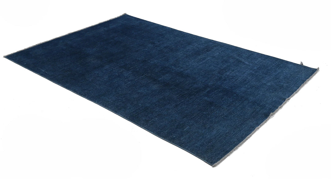 Blue Afghan Overdye Rug 4' 9" x 7' 2" Hand-Knotted | No. AT37724