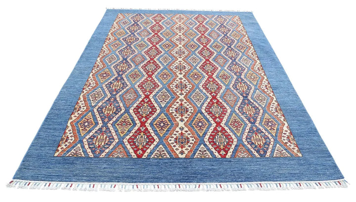 Blue Afghan Shaal Rug 6' 3" x 9' 4" Hand-Knotted | No. AT37731