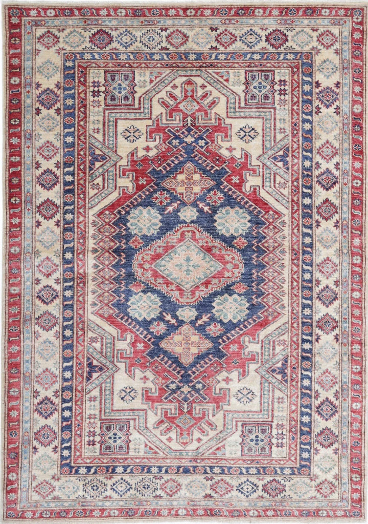 Afghan Royal Kazak Rug 4' 8" x 6' 8" Hand-Knotted | No. AT37734