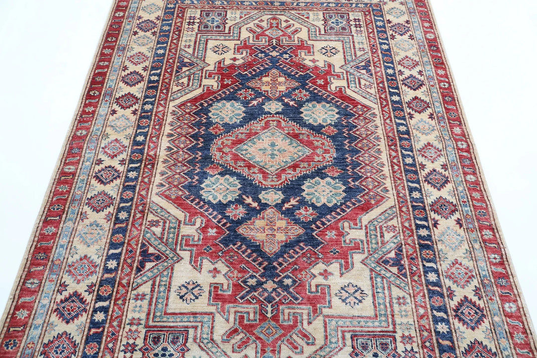 Afghan Royal Kazak Rug 4' 8" x 6' 8" Hand-Knotted | No. AT37734