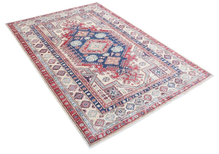 Afghan Royal Kazak Rug 4' 8" x 6' 8" Hand-Knotted | No. AT37734