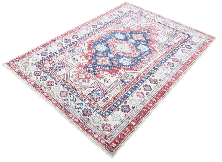 Afghan Royal Kazak Rug 4' 8" x 6' 8" Hand-Knotted | No. AT37734