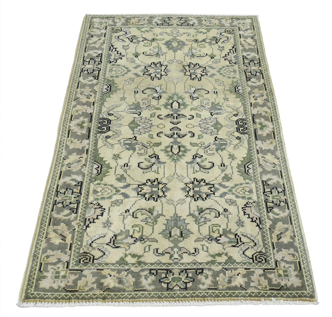 Beige Afghan Ziegler Rug 2' 10" x 4' 10" Hand-Knotted | No. AT37756