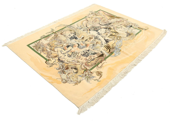 Persian Pictorial Rug 6' 4" x 4' 7" Hand-Knotted | No. AT38057