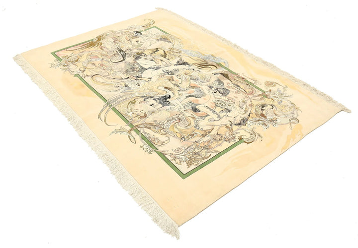 Persian Pictorial Rug 6' 4" x 4' 7" Hand-Knotted | No. AT38057