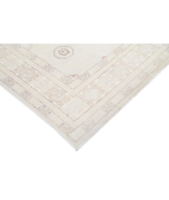 Ivory Afghan Khotan Rug 8' 7" x 10' 10" Hand-Knotted | No. AT38079