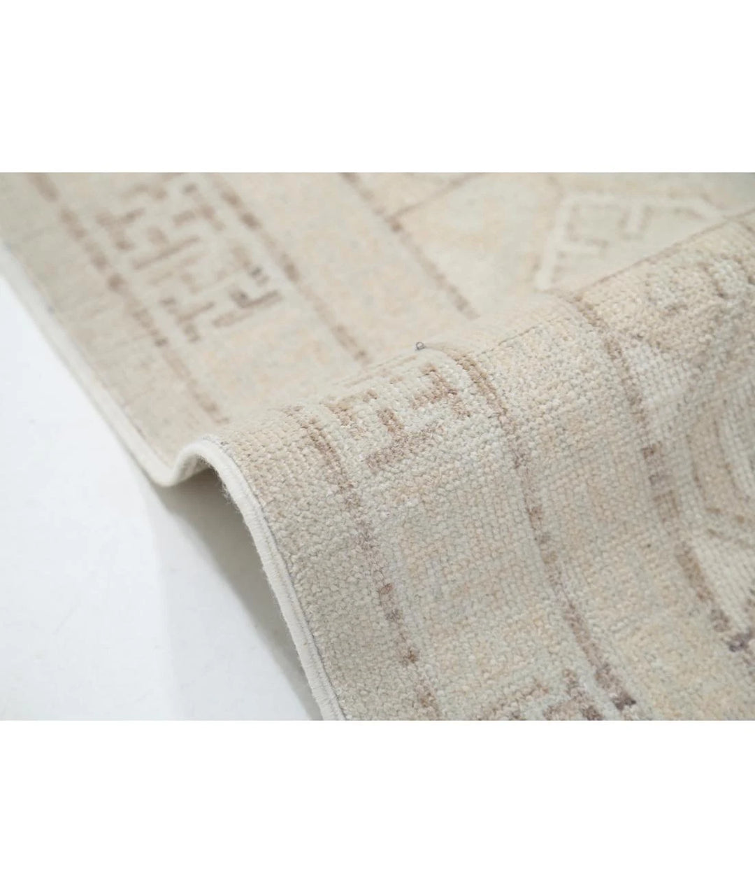 Ivory Afghan Khotan Rug 8' 7" x 10' 10" Hand-Knotted | No. AT38079