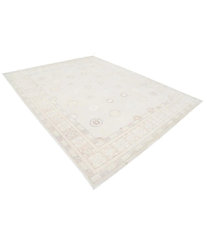 Ivory Afghan Khotan Rug 8' 7" x 10' 10" Hand-Knotted | No. AT38079