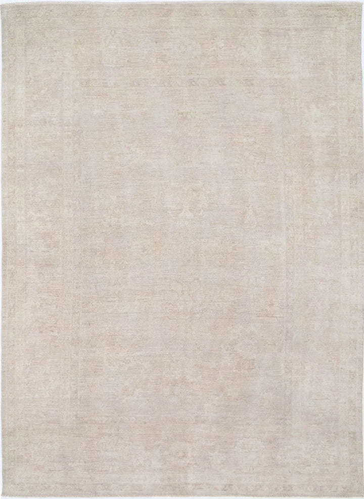 Ivory Afghan Oushak Rug 8' 8" x 11' 10" Hand-Knotted | No. AT38084