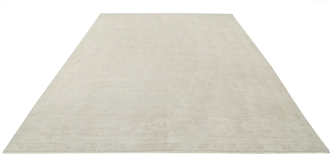 Ivory Afghan Oushak Rug 8' 8" x 11' 10" Hand-Knotted | No. AT38084