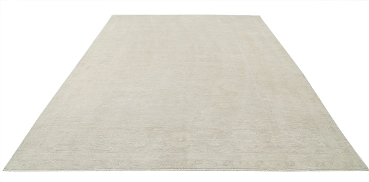 Ivory Afghan Oushak Rug 8' 8" x 11' 10" Hand-Knotted | No. AT38084