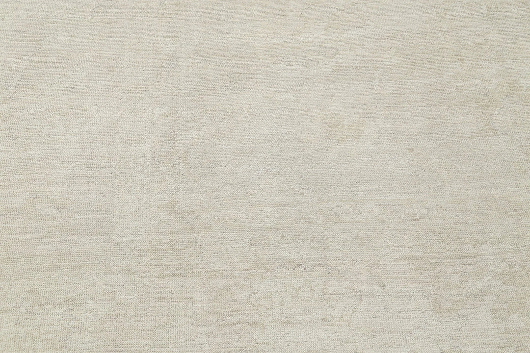 Ivory Afghan Oushak Rug 8' 8" x 11' 10" Hand-Knotted | No. AT38084