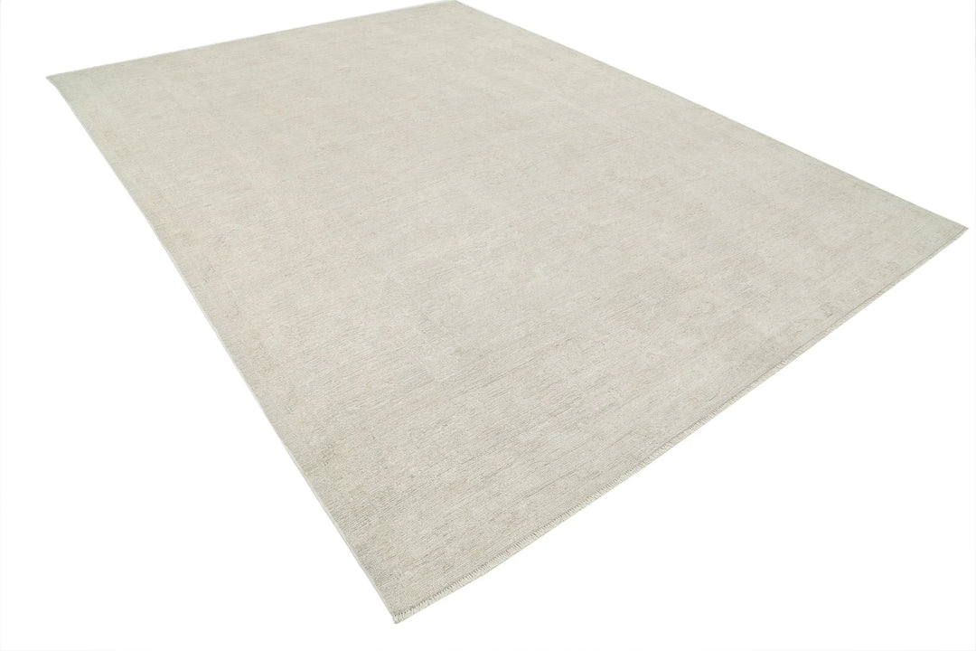 Ivory Afghan Oushak Rug 8' 8" x 11' 10" Hand-Knotted | No. AT38084