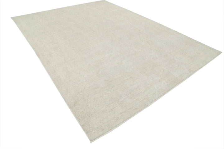 Ivory Afghan Oushak Rug 8' 8" x 11' 10" Hand-Knotted | No. AT38084