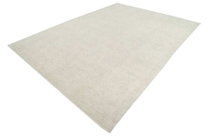 Ivory Afghan Oushak Rug 8' 8" x 11' 10" Hand-Knotted | No. AT38084