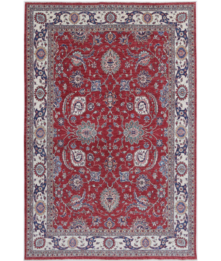 Afghan Ziegler Rug 6' 3" x 9' 9" Hand-Knotted | No. AT38107