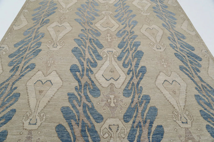 Afghan Ikat Rug 8' 10" x 11' 6" Hand-Knotted | No. AT38121