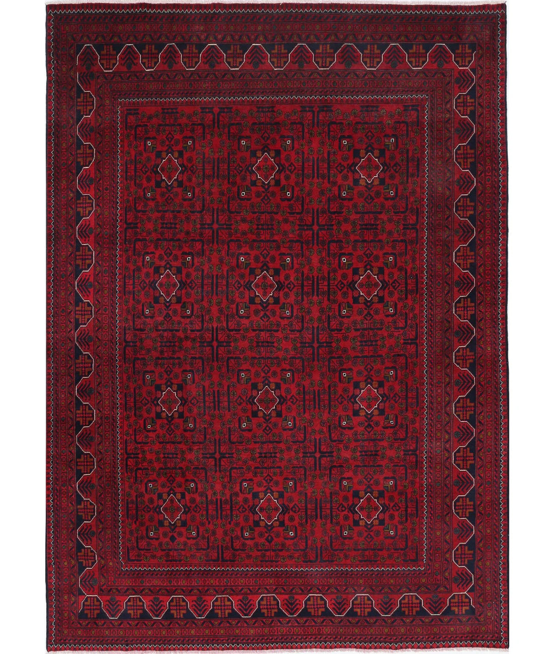 Red Afghan Khamyab Rug 6' 6" x 9' 1" Hand-Knotted | No. AT38125
