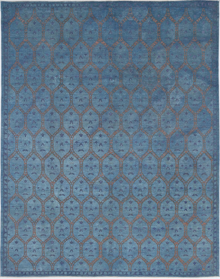 Blue Afghan Oriental Rug 10' 2" x 13' 0" Hand-Knotted | No. AT38203