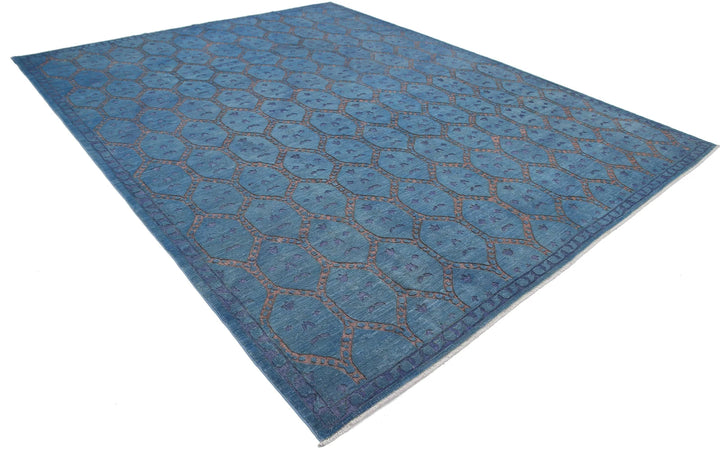 Blue Afghan Oriental Rug 10' 2" x 13' 0" Hand-Knotted | No. AT38203