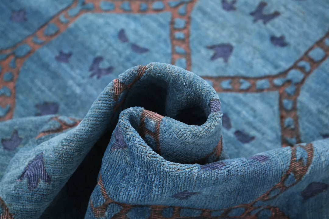 Blue Afghan Oriental Rug 10' 2" x 13' 0" Hand-Knotted | No. AT38203