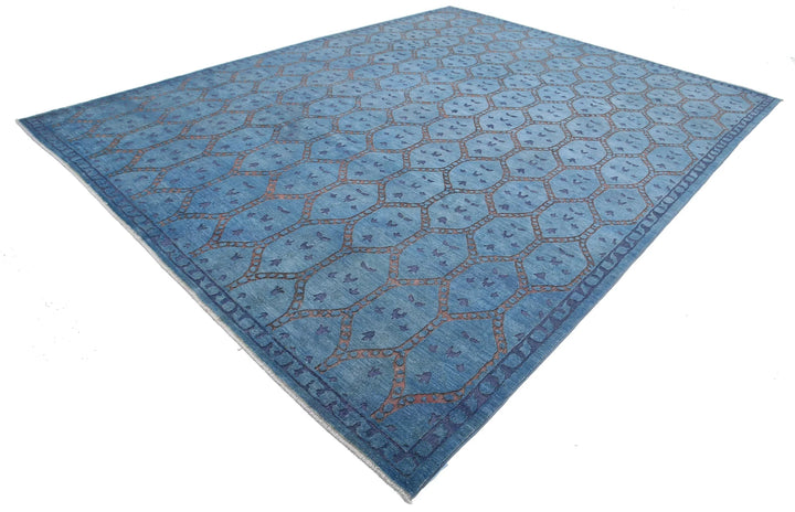 Blue Afghan Oriental Rug 10' 2" x 13' 0" Hand-Knotted | No. AT38203