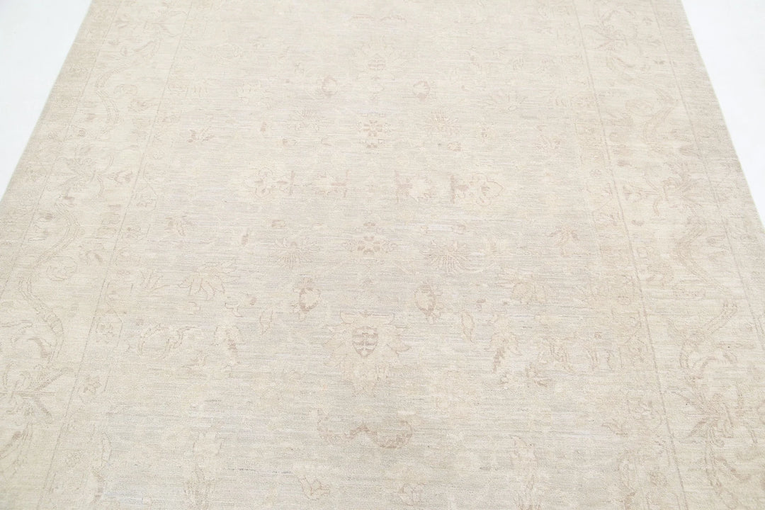 Ivory Afghan Serenity Rug 6'4" x 8'6" Hand-Knotted | No. AT38242